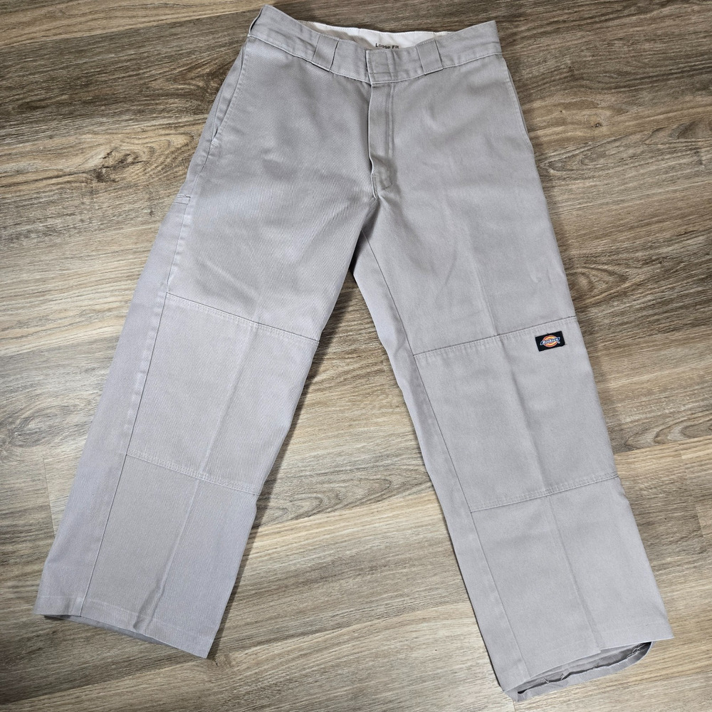 Vintage Y2K Dickies Work Pants Mens 30x25 Gray Loose Fit Utility Capri Cropped